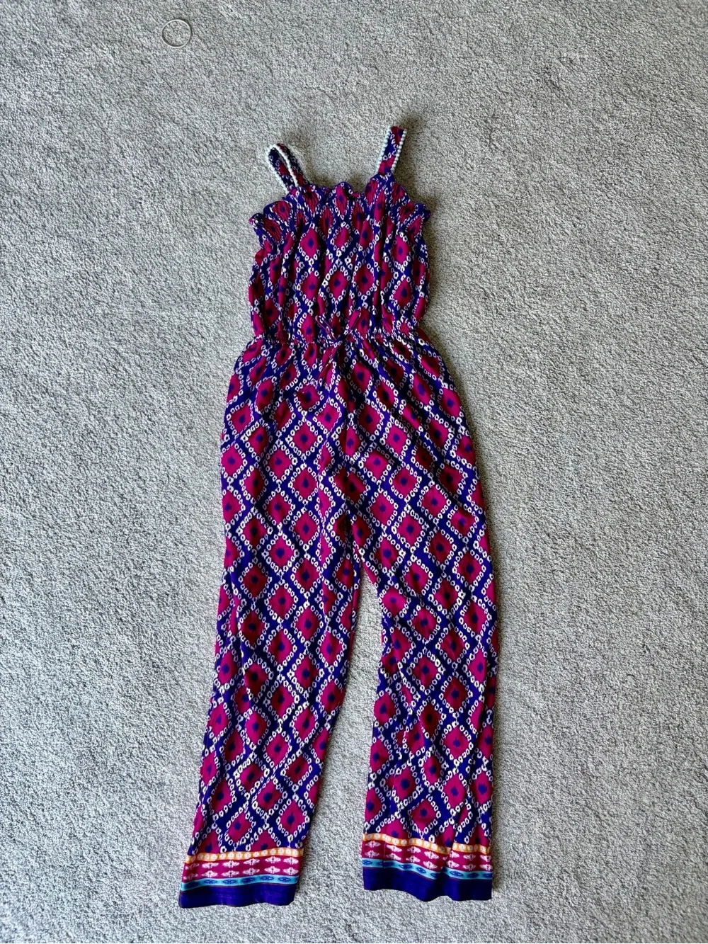 emily west Pink and Blue Patterned Girls One-Piece Jumpsuit